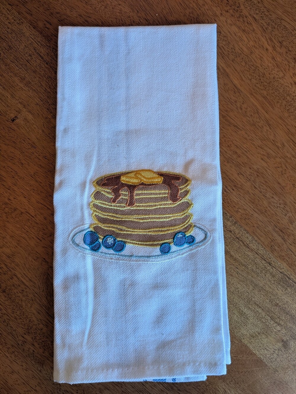 Blueberry Pancake Embroidered Tea Towel
